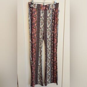 Maurices Pink Floral Stripe Wide Leg Pants